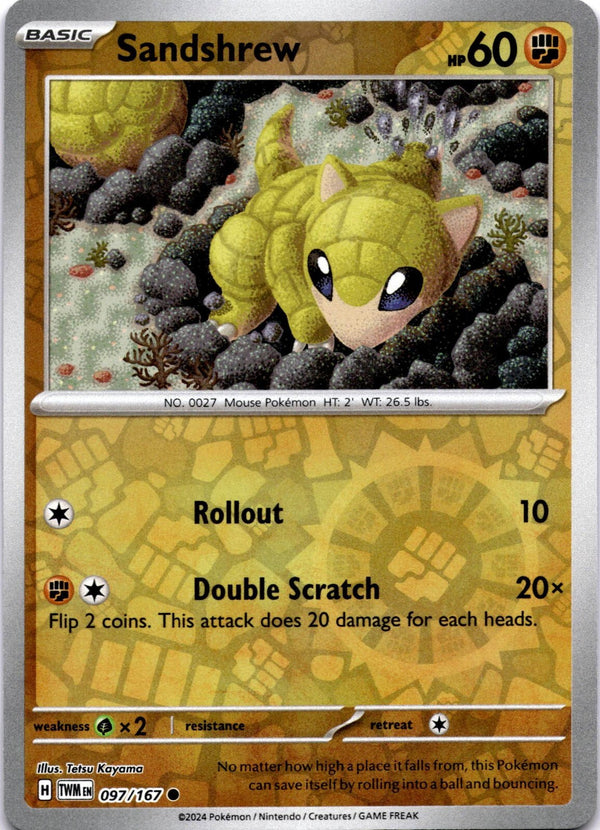Pokemon Sandshrew 097/167 Twilight Masquerade Reverse Holo NM