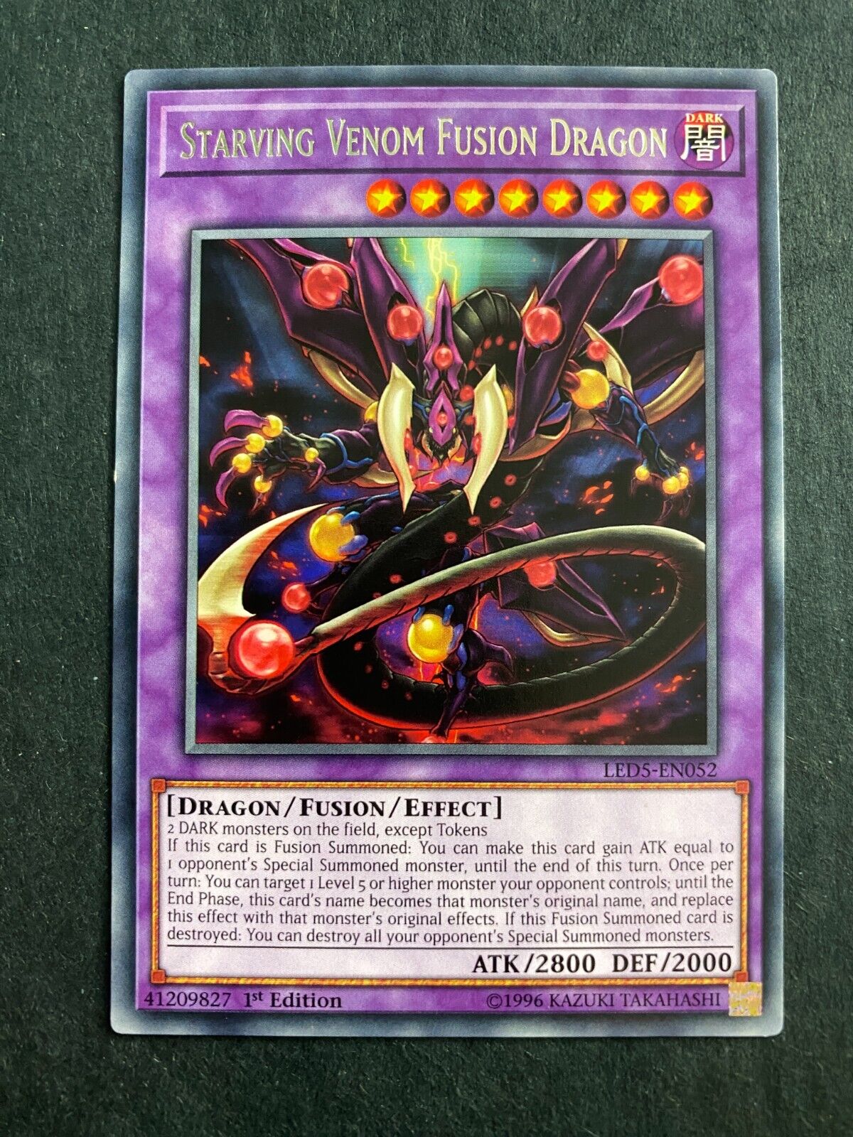 Yugioh Starving Venom Fusion Dragon LED5-EN052 Rare 1st Edition NM