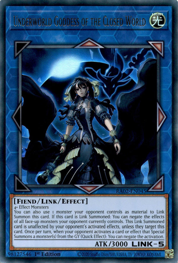 Yugioh Underworld Goddess of the Closed World RA02-EN045 Ultra Rare 1st Ed NM
