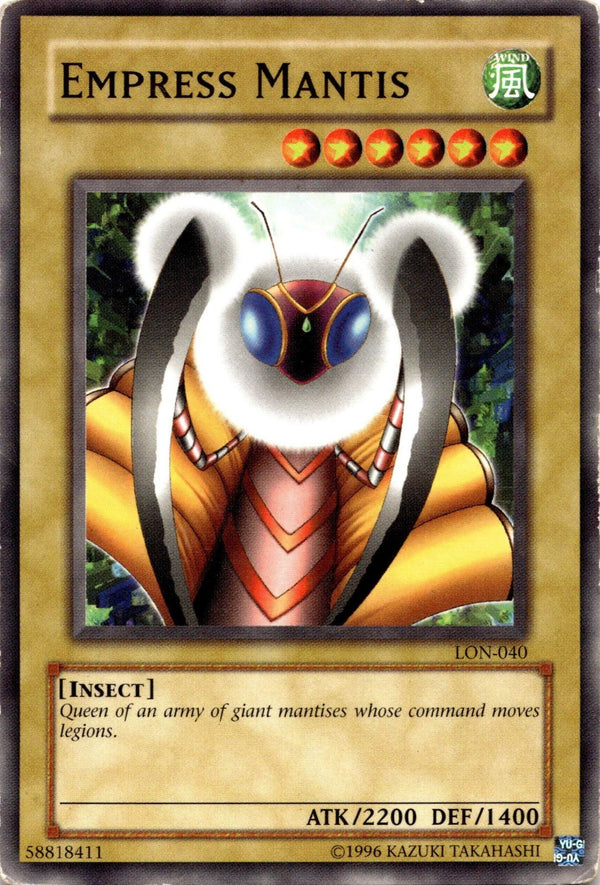 Yugioh Empress Mantis LON-040 Common Unlimited Edition DAMAGED
