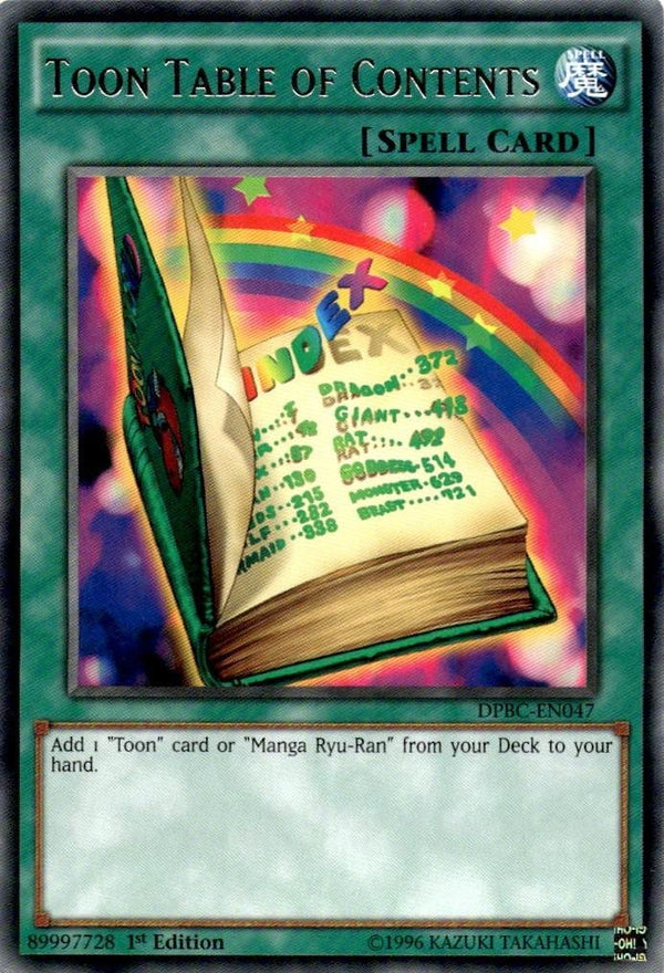 Yugioh Toon Table of Contents DPBC-EN047 Rare 1st Edition NM