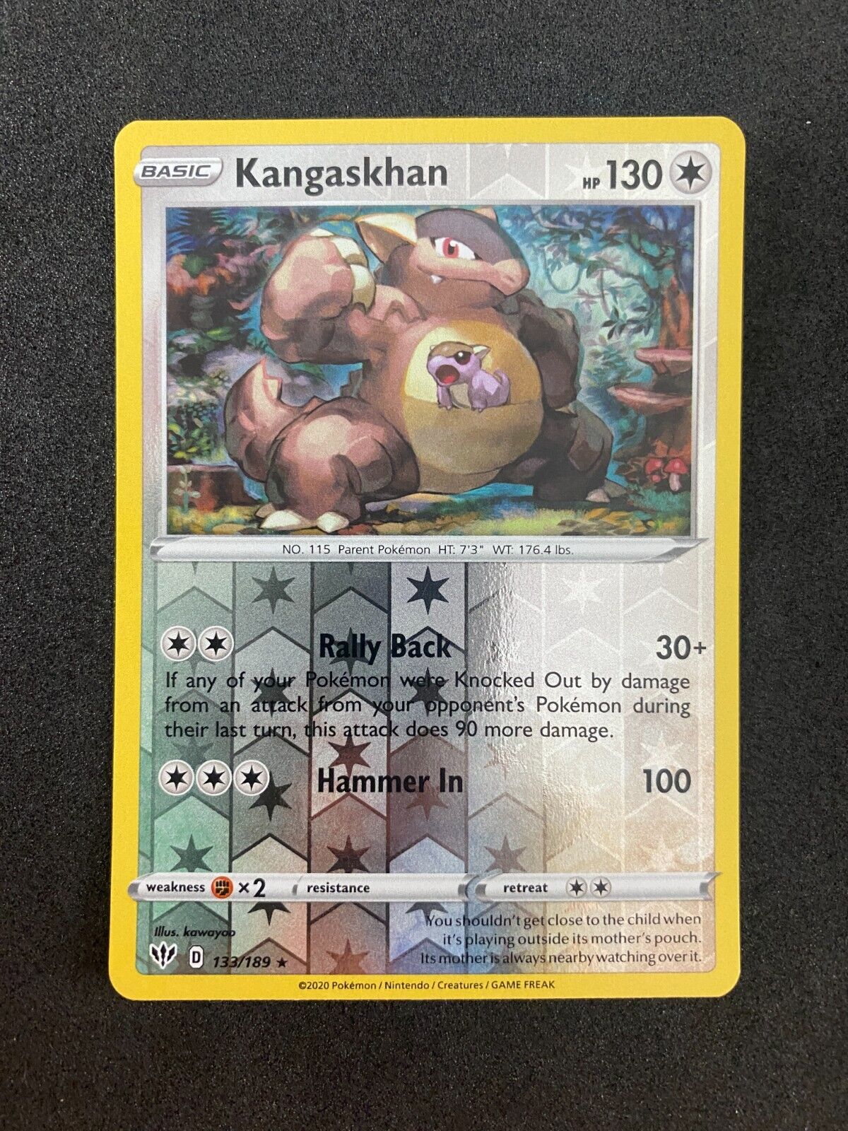 Pokemon Kangaskhan 133/189 Darkness Ablaze Reverse Holo NM-MINT