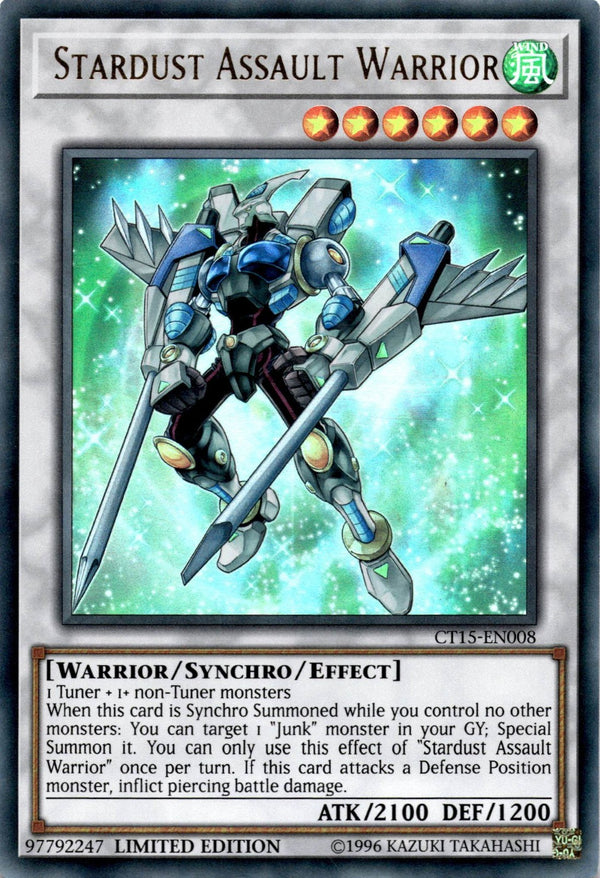 Yugioh Stardust Assault Warrior CT15-EN008 Ultra Rare Limited Edition VLP/NM