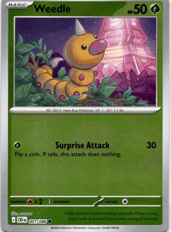Pokemon Weedle 001/086 Chaos Rising Reverse Holo NM