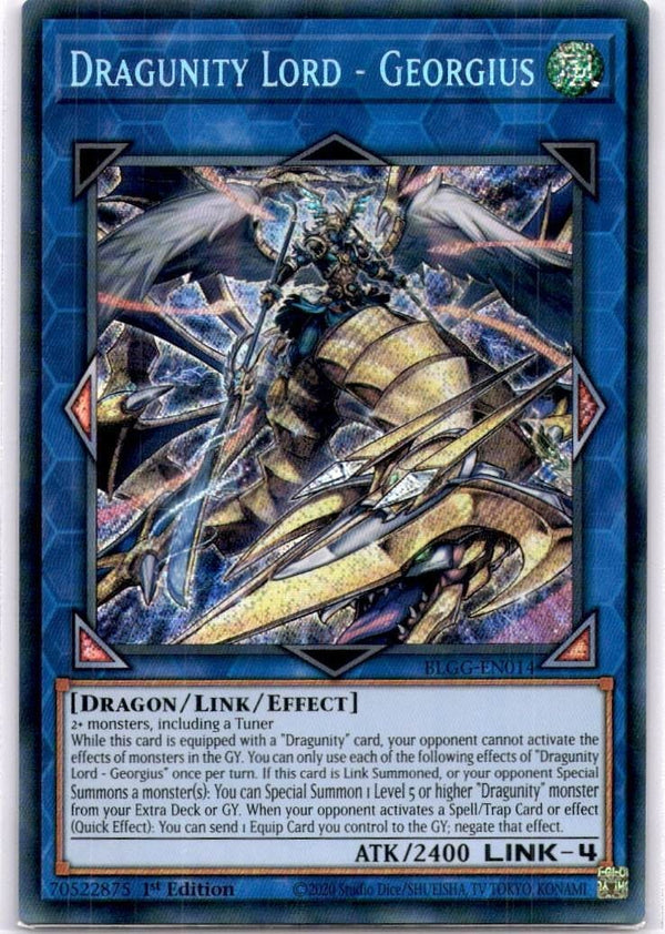 Yugioh Dragunity Lord - Georgius BLGG-EN014 Secret Rare 1st Edition NM