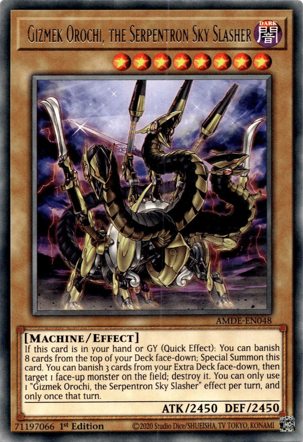Yugioh Gizmek Orochi, the Serpentron Sky Slasher AMDE-EN048 Rare 1st Edition NM