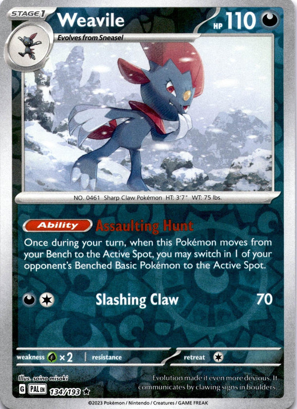 Pokemon Weavile 134/193 Paldea Evolved Reverse Holo NM