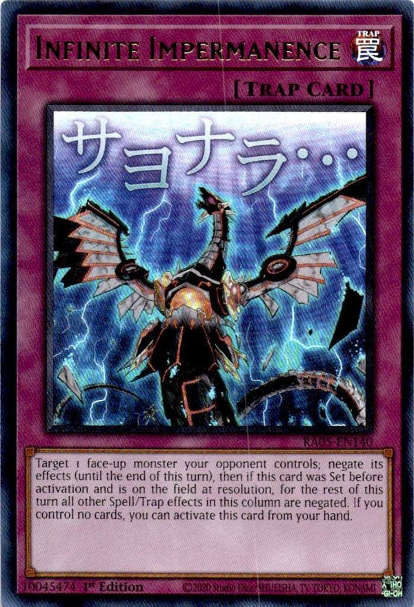 Yugioh Infinite Impermanence RA05-EN140 NA Print Ultra Rare 1st Edition NM