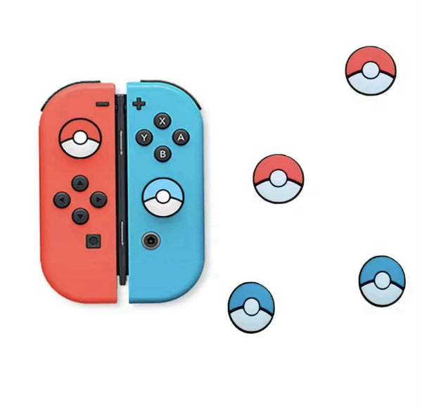 4Pc Pokemon Pokeball Thumb Grips Nintendo Switch & Lite Caps for Joy Con NEW