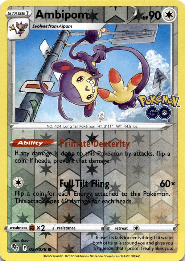 Pokemon Ambipom 057/078 Pokemon Go Reverse Holo NM