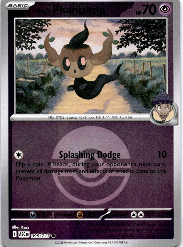 Pokemon Hop's Phantump 095/217 Ascended Heroes Energy Reverse Holo NM