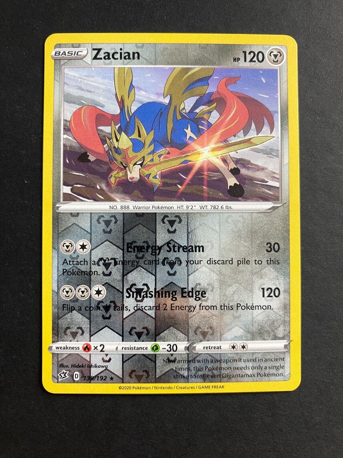 Pokemon Zacian 139/192 Rebel Clash Reverse Holo NM