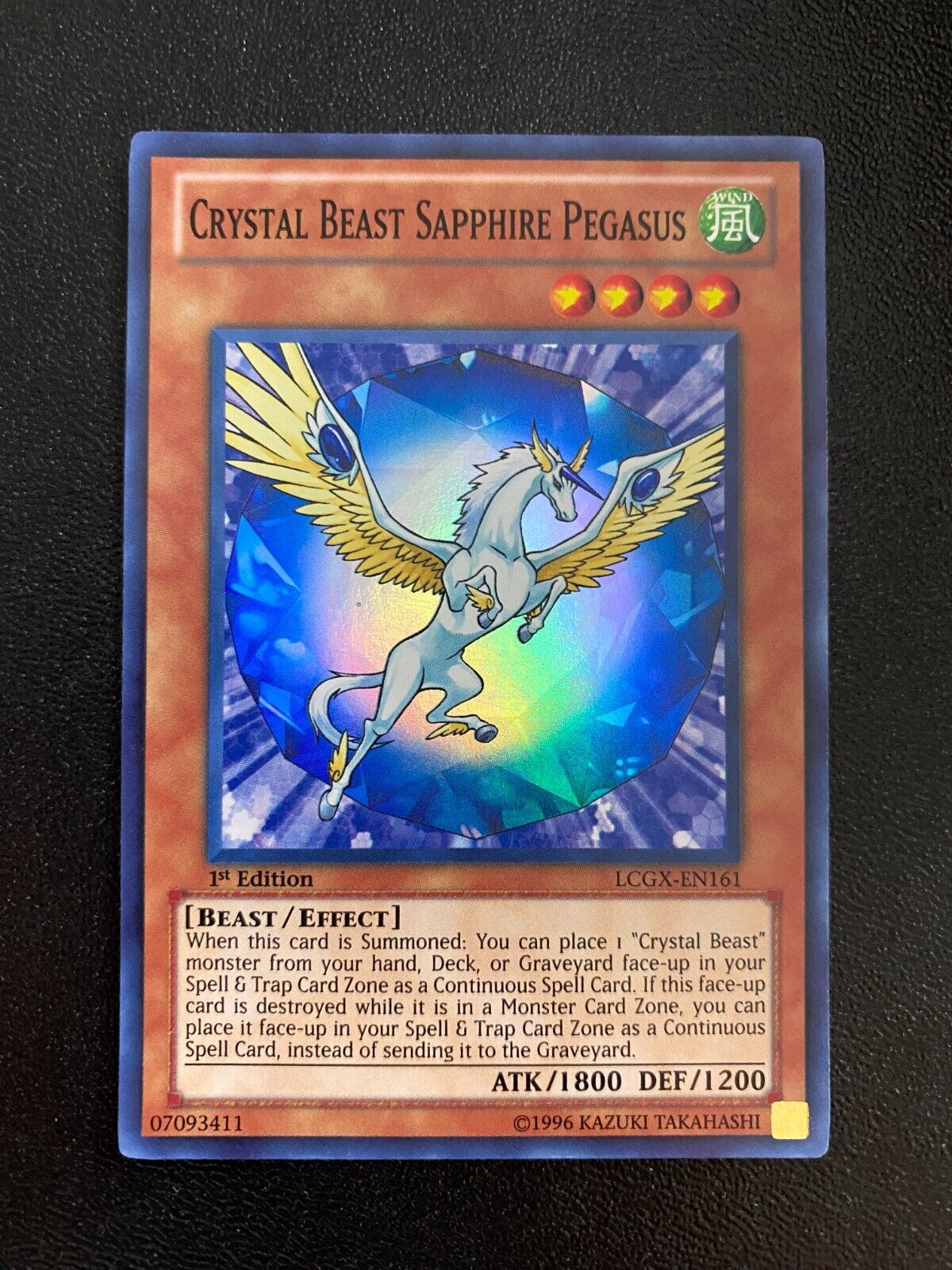 Yugioh Crystal Beast Sapphire Pegasus LCGX-EN161 Super Rare 1st Edition LP/VLP