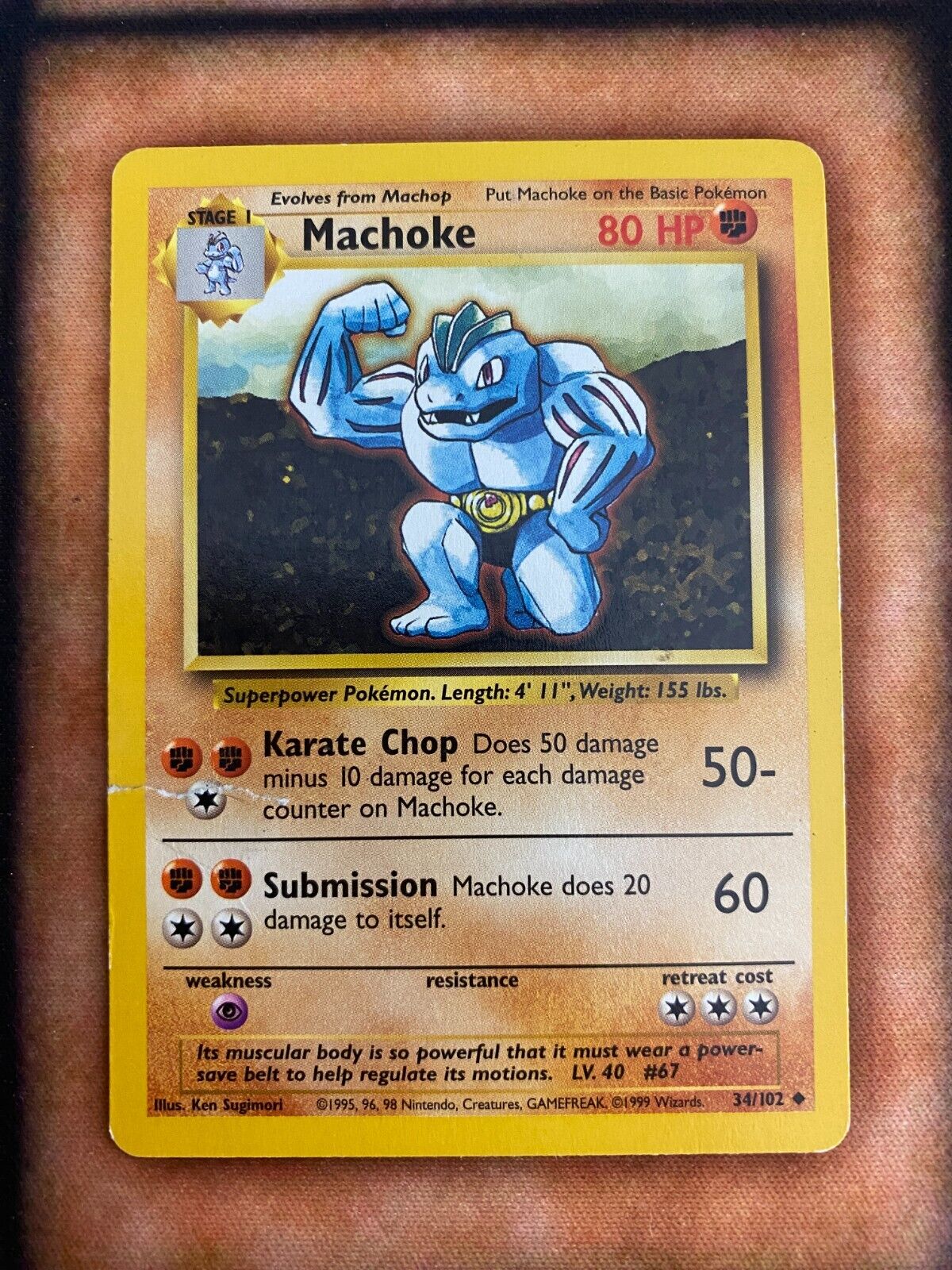 Pokemon Machoke 34/102 Base Set DAMAGED