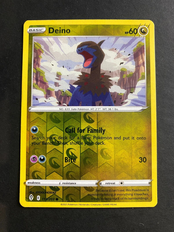Pokemon Deino 113/203 Evolving Skies Reverse Holo LP/NM