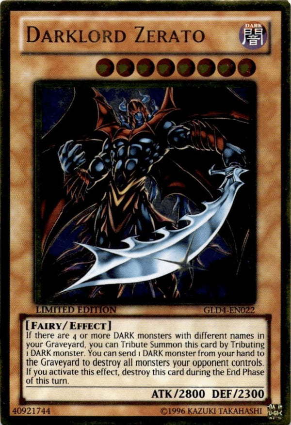 Yugioh Darklord Zerato GLD4-EN022 Gold Rare Limited Edition LP