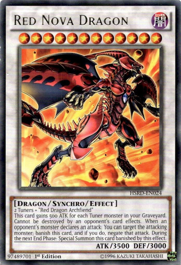 Yugioh Red Nova Dragon HSRD-EN024 Rare 1st Edition MP