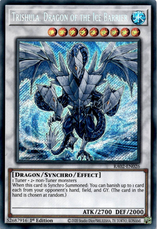 Yugioh Trishula, Dragon of the Ice Barrier RA02-EN026 Secret Rare 1st Edition NM