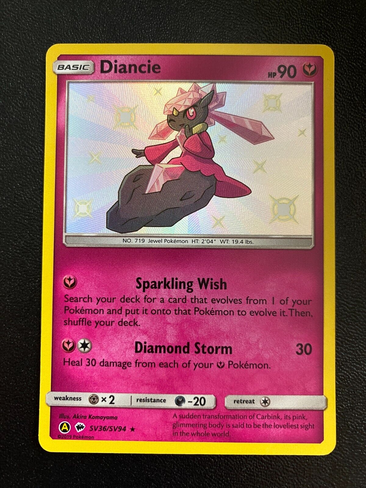 Pokemon Diancie SV36/SV94 Hidden Fates Rare Shiny Holo