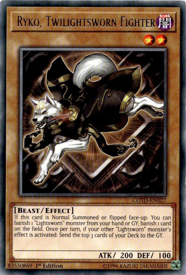 Yugioh Ryko, Twilightsworn Fighter COTD-EN027 Rare 1st Edition VLP/NM