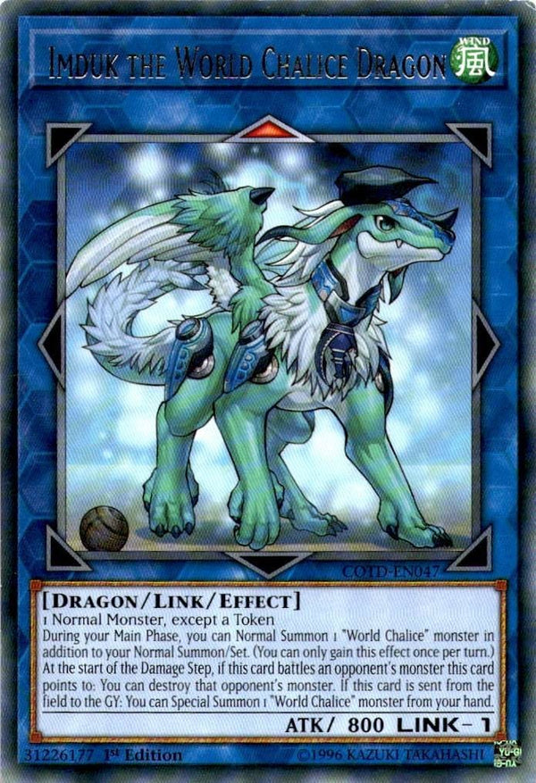 Yugioh Imduk the World Chalice Dragon COTD-EN047 Rare 1st Edition LP/NM