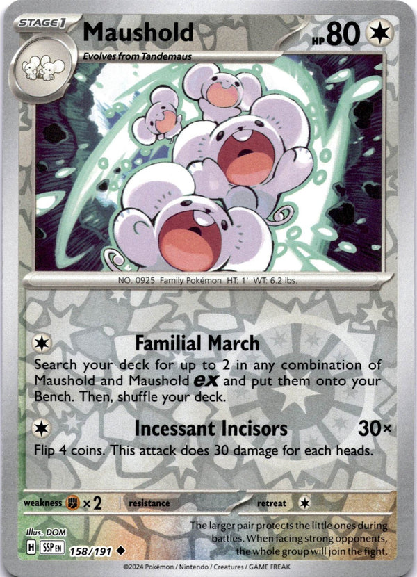 Pokemon Maushold 158/191 Surging Sparks Reverse Holo NM