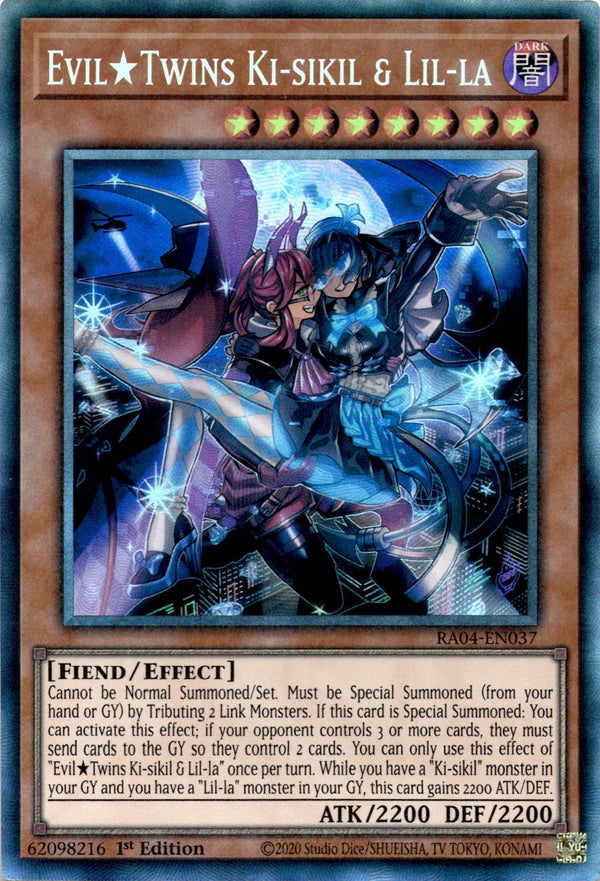 Yugioh Evil Twins Ki-sikil & Lil-la RA04-EN037 Collector’s Rare 1st Edition NM