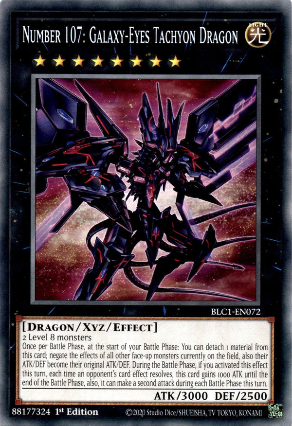 Yugioh Number 107: Galaxy-Eyes Tachyon Dragon BLC1-EN072 Common 1st Edition NM