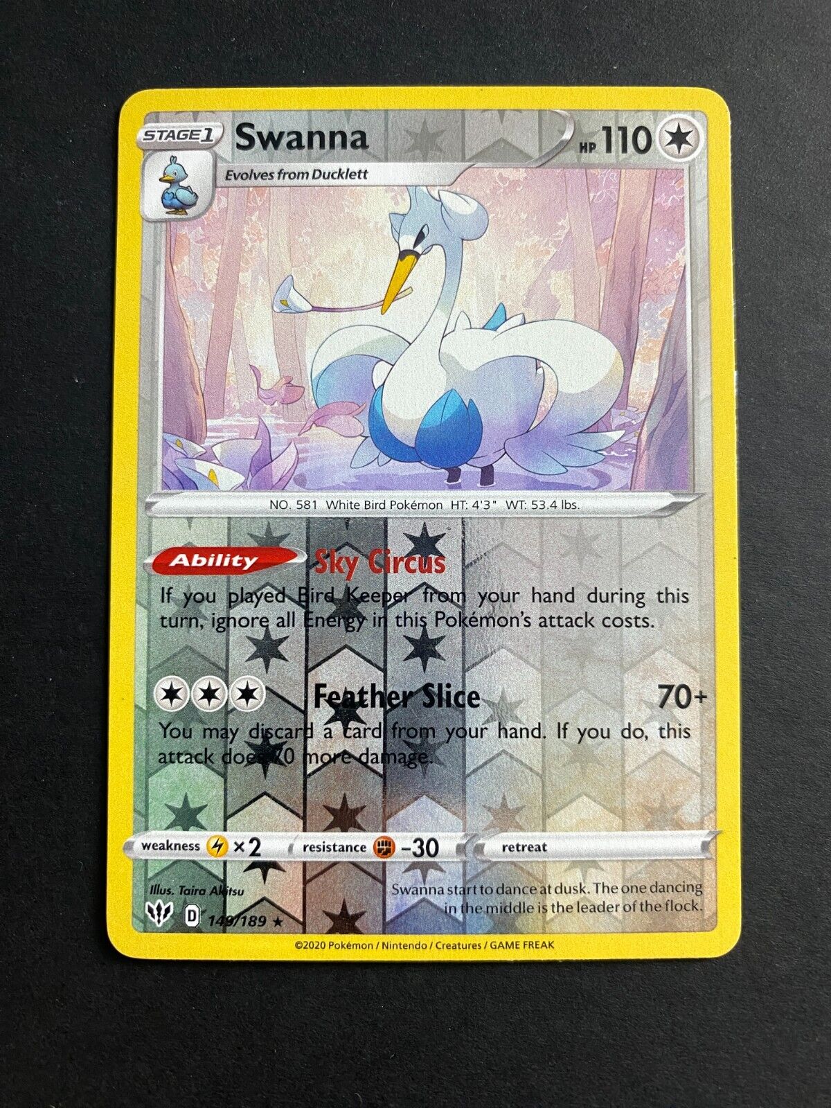 Pokemon Swanna 149/189 Darkness Ablaze Reverse Holo LP