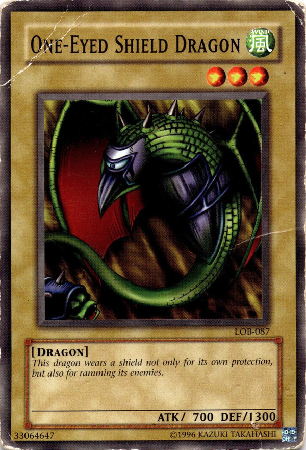 Yugioh One-Eyed Shield Dragon LOB-087 Common Unlimited Edition DAMAGED