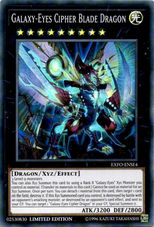 Yugioh Galaxy-Eyes Cipher Blade Dragon EXFO-ENSE4 Super Rare 1st Edition VLP/NM