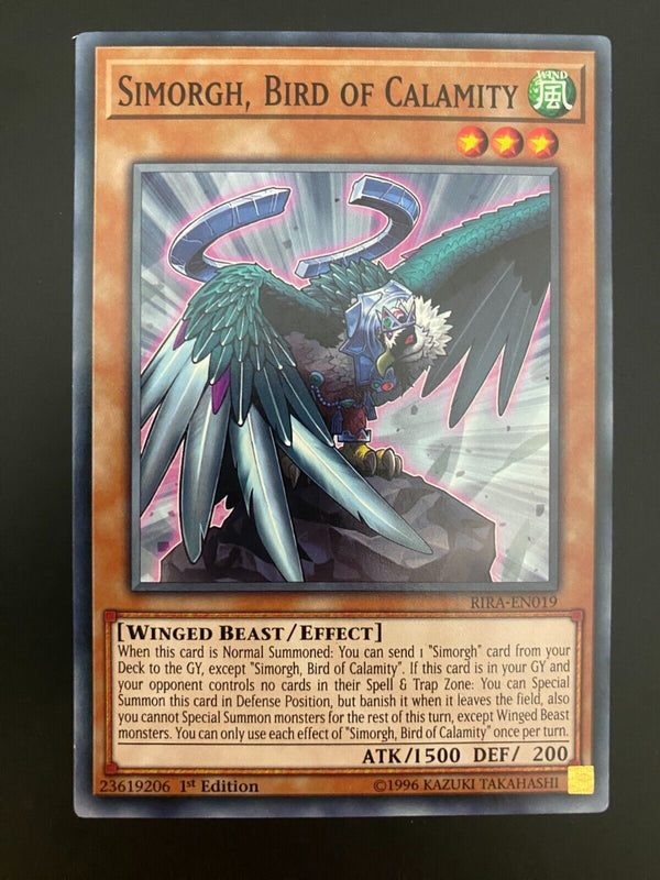 Yugioh Simorgh, Bird of Calamity RIRA-EN019 1st Edition Common NM