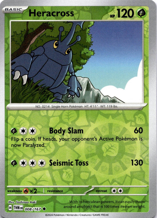 Pokemon Heracross 008/167 Twilight Masquerade Reverse Holo NM