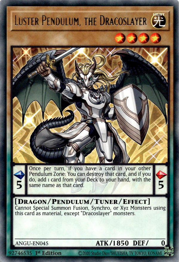 Yugioh Luster Pendulum, the Dracoslayer ANGU-EN045 Rare 1st Edition NM