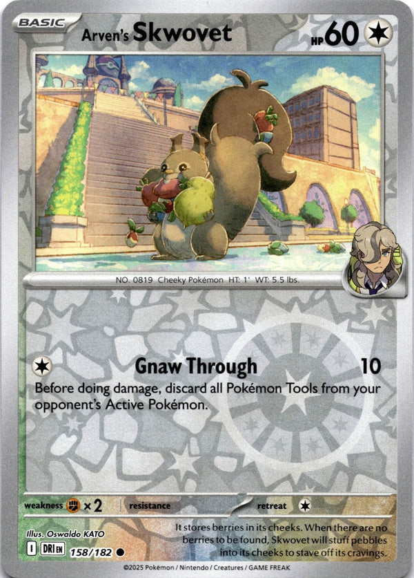 Pokemon Arven's Skwovet 158/182 Destined Rivals Reverse Holo NM
