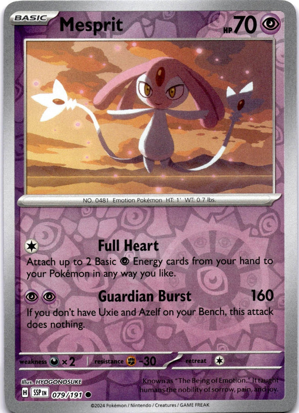 Pokemon Mesprit 079/191 Surging Sparks Reverse Holo NM