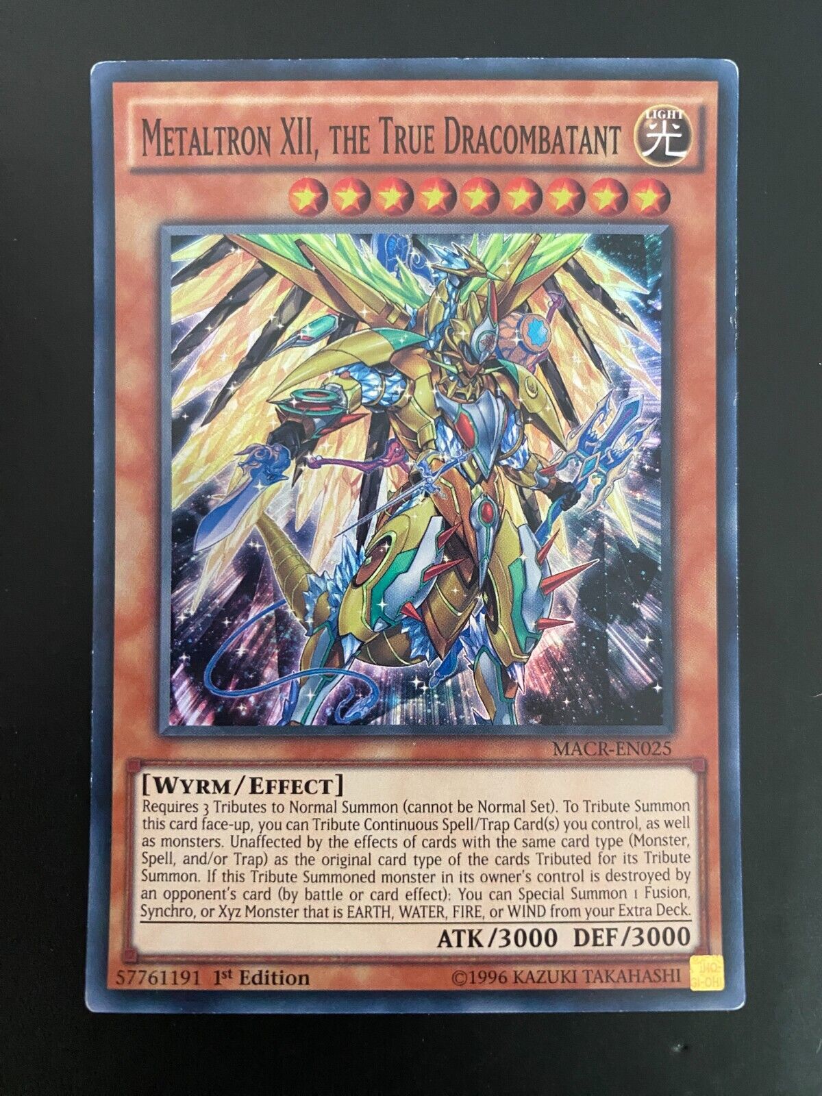 Yugioh Metaltron XII, the True Dracombatant MACR-EN025 Super Rare 1st Edition LP