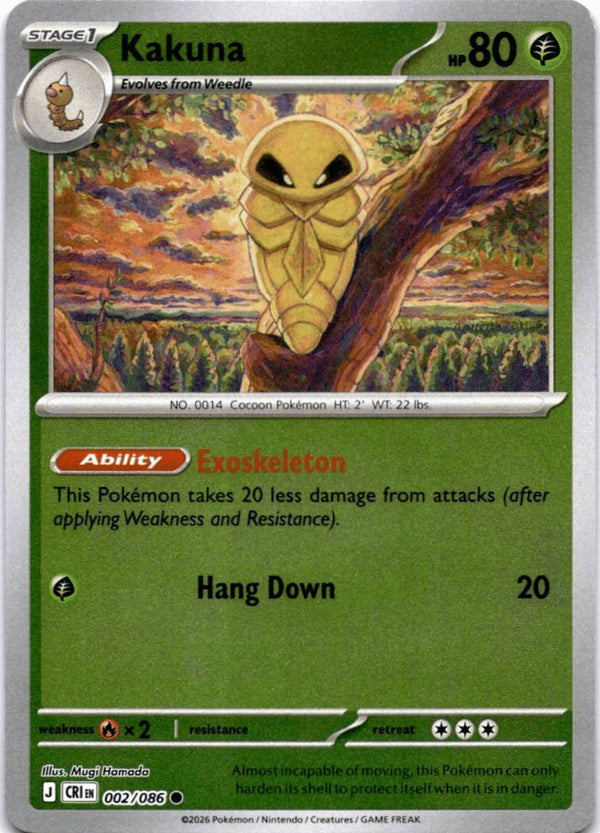 Pokemon Kakuna 002/086 Chaos Rising Reverse Holo NM