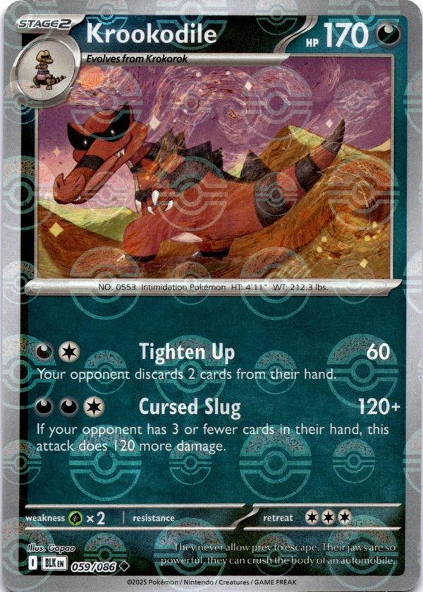 Pokemon Krookodile 059/086 Black Bolt Pokeball Reverse NM