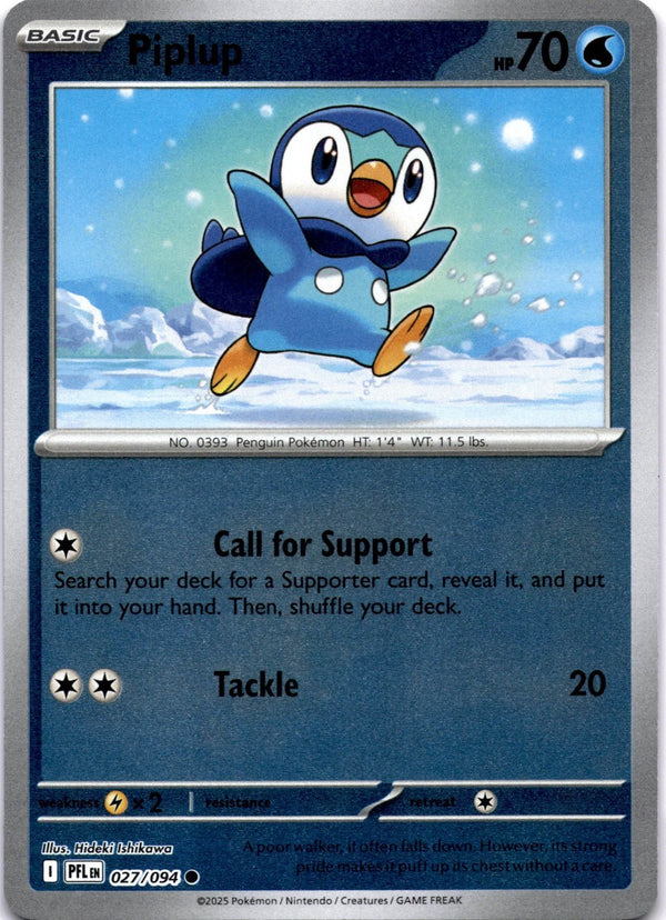 Pokemon Piplup 027/094 Phantasmal Flames Reverse Holo NM
