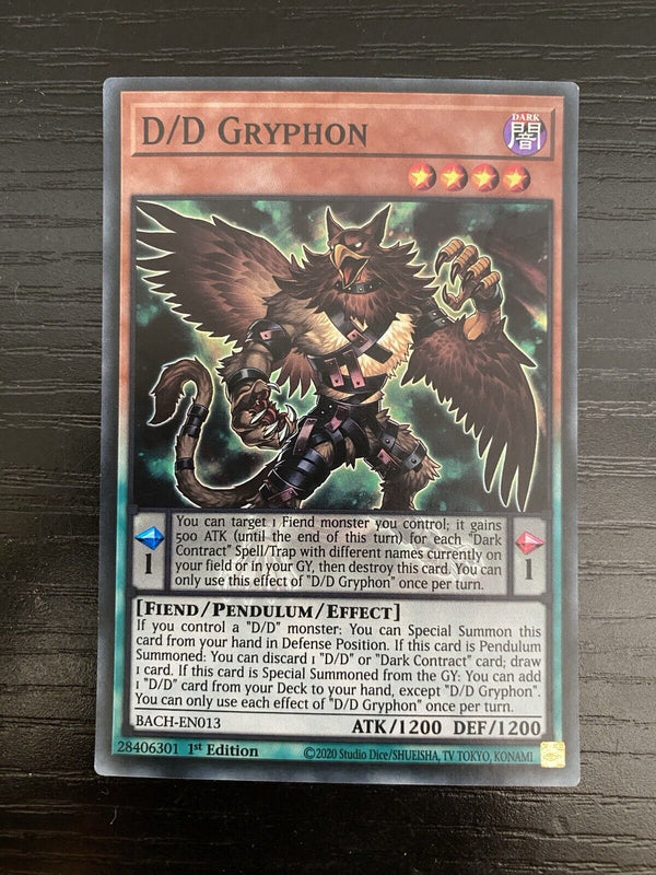 Yugioh D/D Gryphon BACH-EN013 Super Rare 1st Edition NM