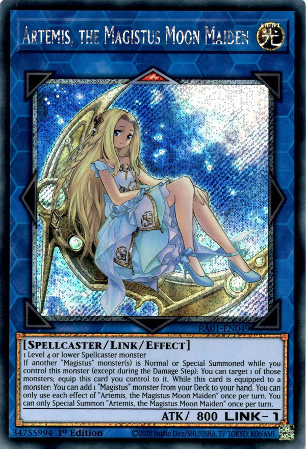 Yugioh Artemis, the Magistus Moon Maiden RA01-EN049 Platinum Secret Rare NM