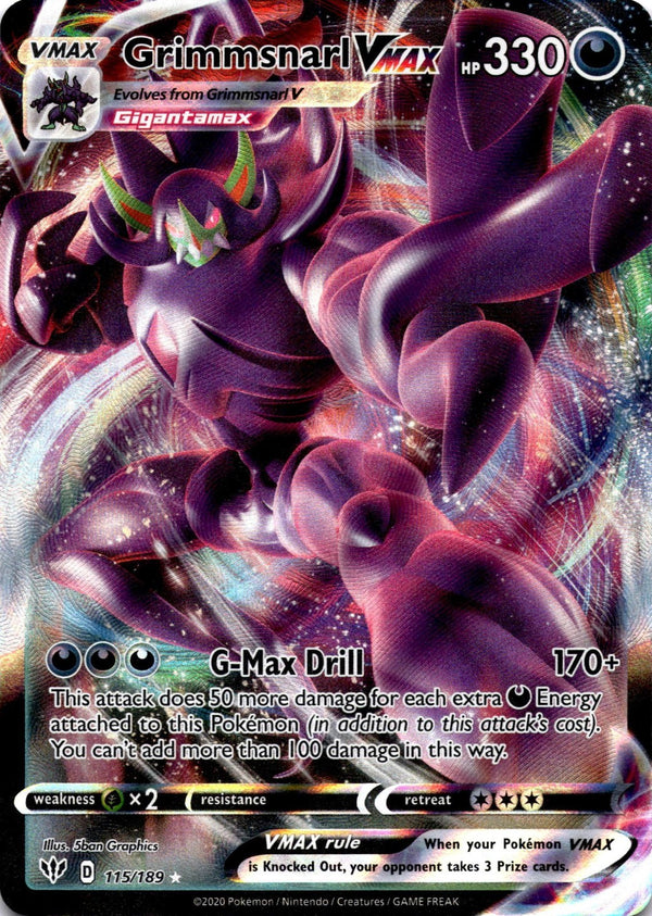 Pokemon Grimmsnarl VMAX 115/189 Darkness Ablaze Full Art Holo NM