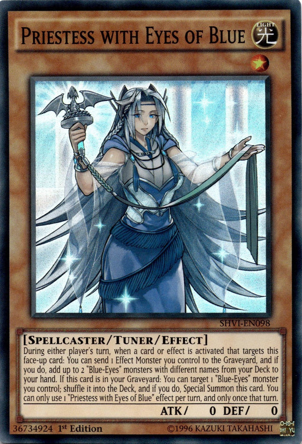 Yugioh Priestess with Eyes of Blue SHVI-EN098 Super Rare 1st Edition LP