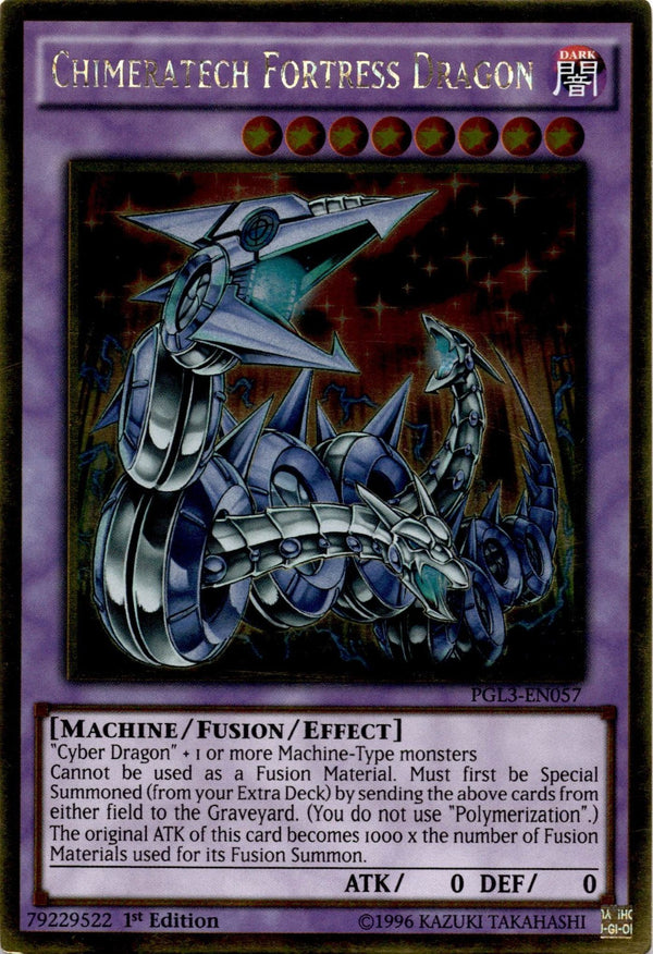 Yugioh Chimeratech Fortress Dragon PGL3-EN057 Gold Rare 1st Edition VLP/NM