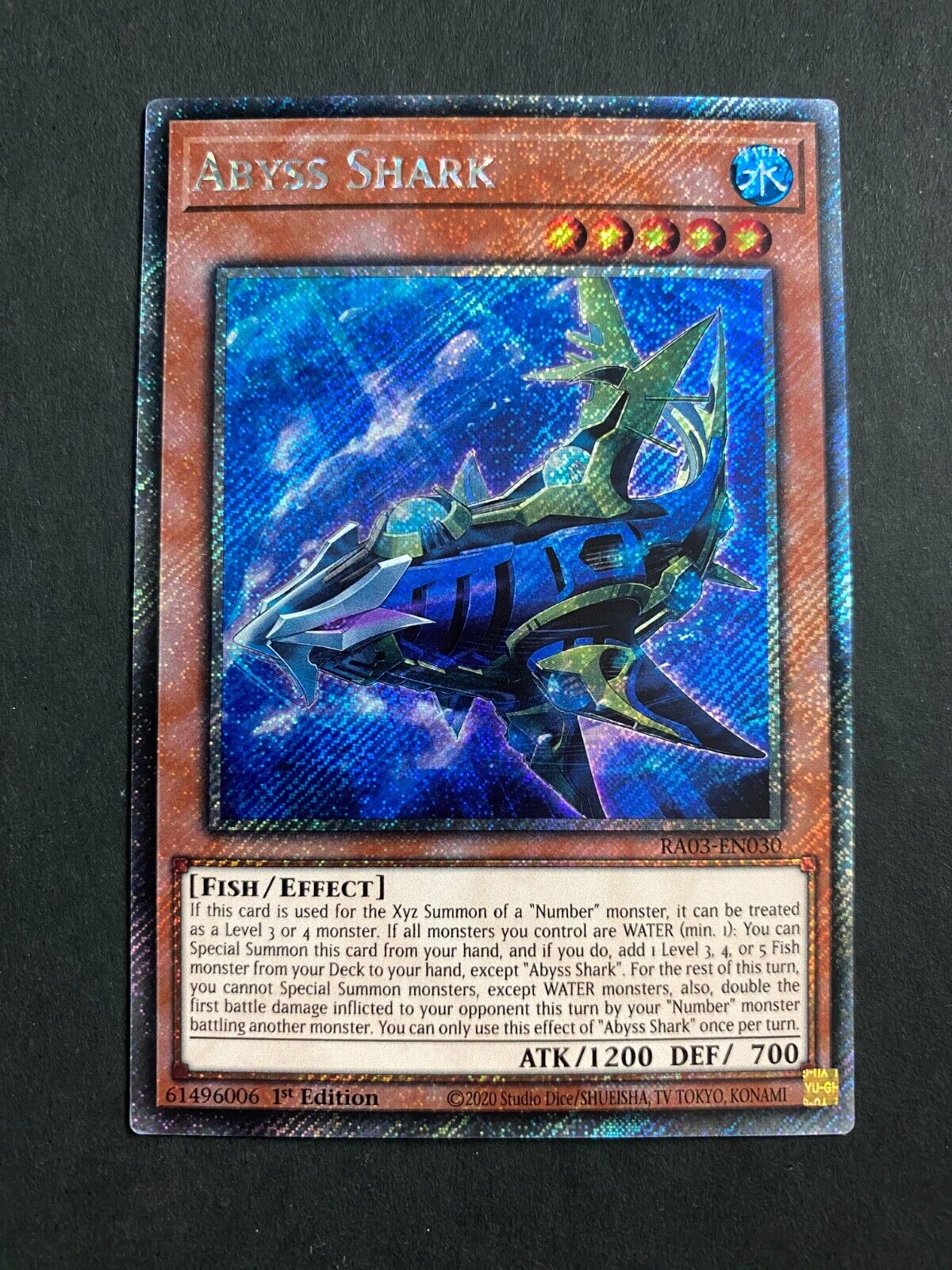 Yugioh Abyss Shark RA03-EN030 Platinum Secret Rare 1st Edition NM