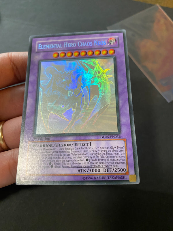 Yugioh Elemental Hero Chaos Neos GLAS-EN036 Ghost Rare 1st Edition LP/VLP