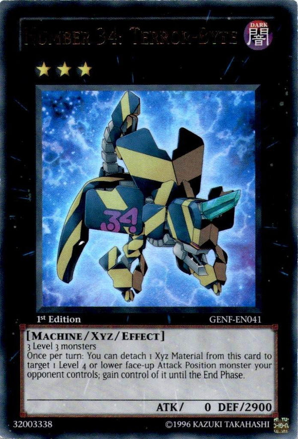 Yugioh Number 34: Terror-Byte GENF-EN041 Ultra Rare 1st Edition HP (CREASE)