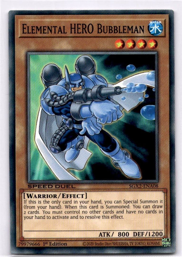 Yugioh Elemental HERO Bubbleman SGX2-ENA08 Common 1st Edition NM