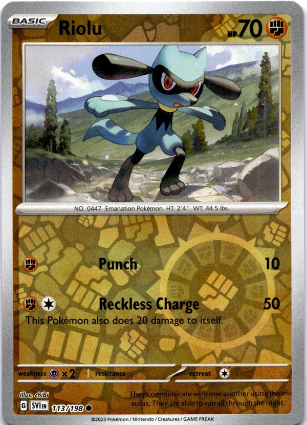 Pokemon Riolu 113/198 Scarlet Violet Base Reverse Holo NM